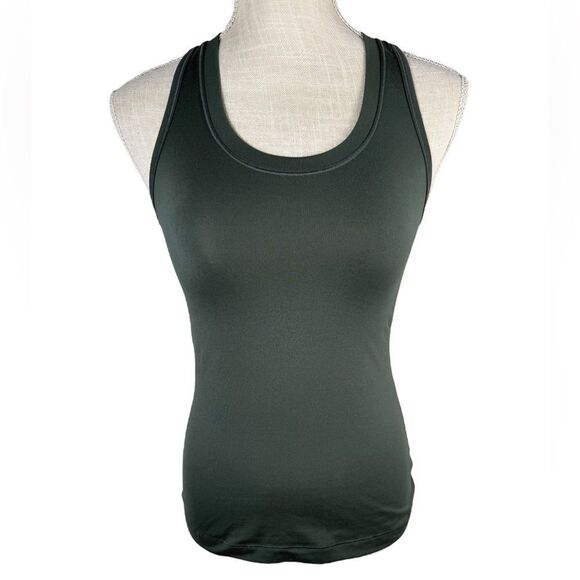 Athleta Women’s Dark Green Nitro Keyhole Back Stretchy Athletic Tank Top - Picture 2 of 7
